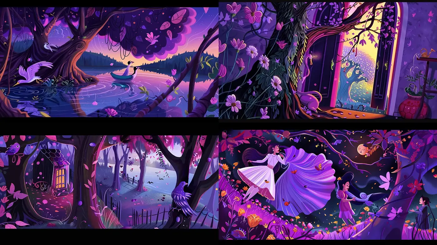 Enchanted Twilight Fantasylands with Luminous Floral Overtones - Midjourney sref style