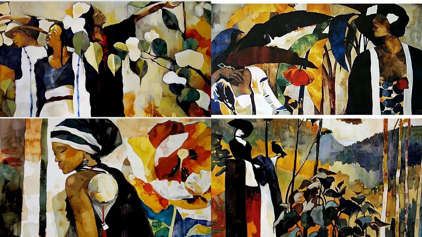 Harmonious Fusion of Cubist Forms and Impressionist Palette - Midjourney sref style