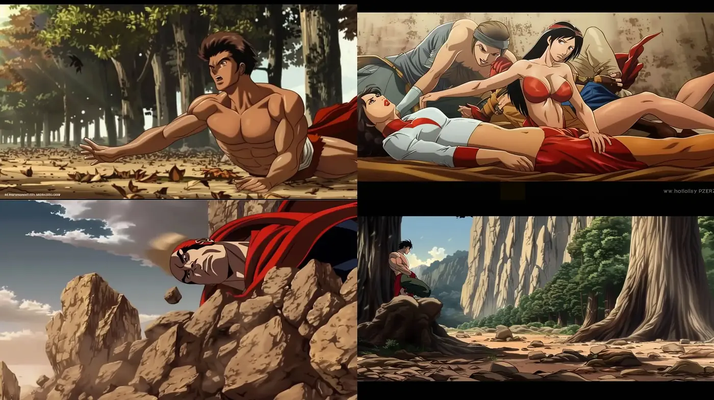 Epic Saga Illustrations with Textured Anime Influence - Midjourney sref style
