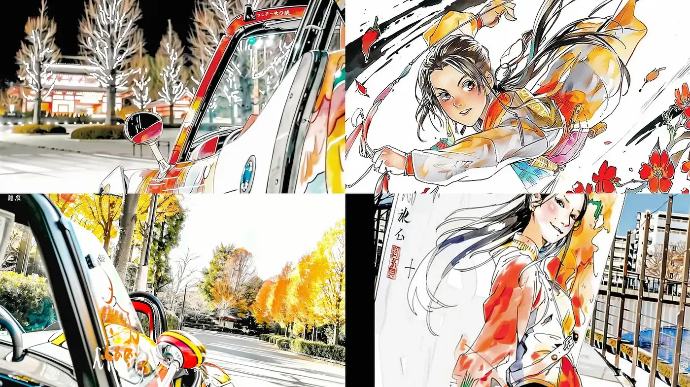Vibrant Japanese-Inspired Artwork with a Blend of Traditional and Modern Elements - Midjourney sref style