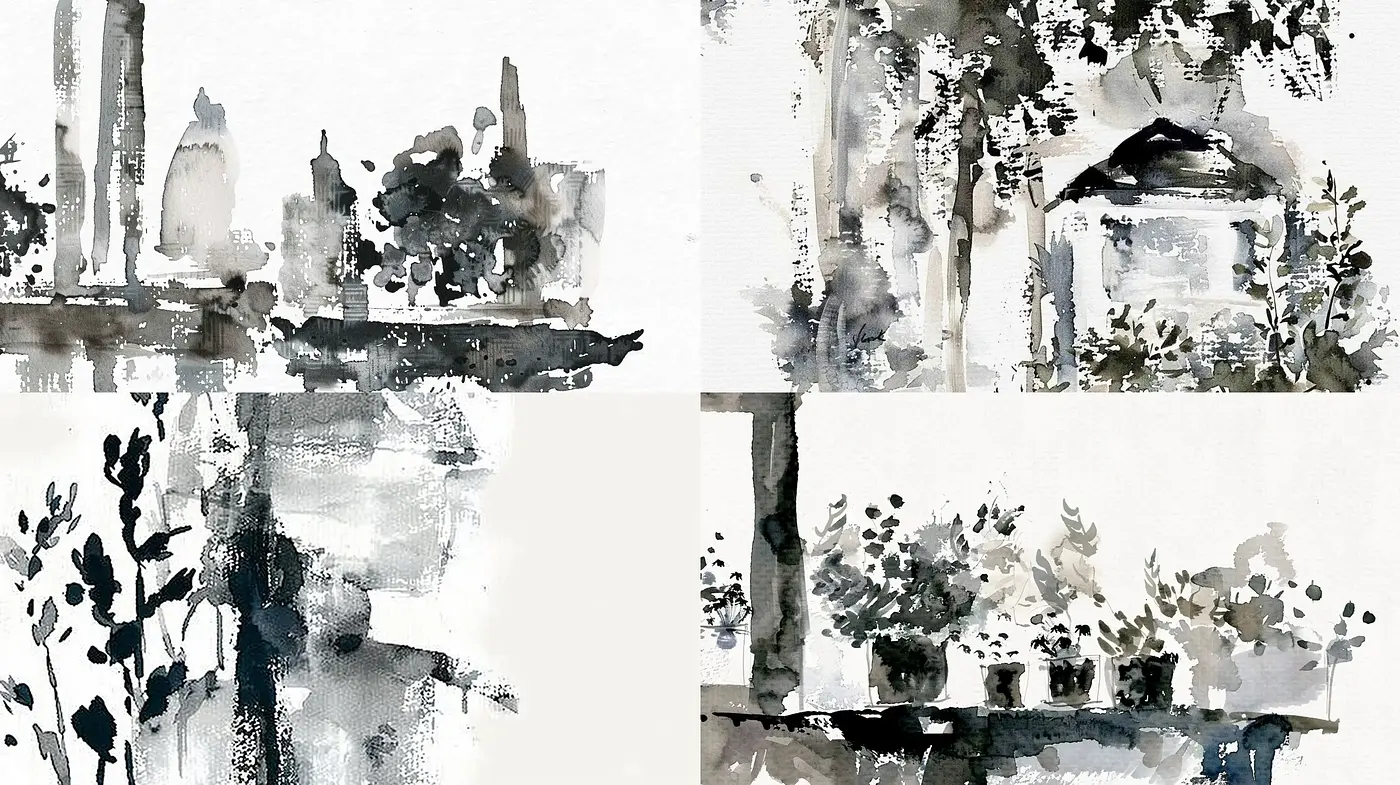 Monochromatic Harmony In Abstract Expressionism - Midjourney sref style