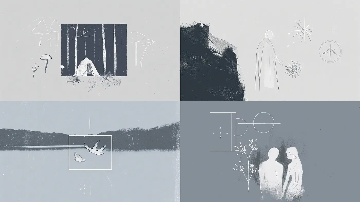 Monochromatic Ethereal Elegance with Abstract Tendencies - Midjourney sref style