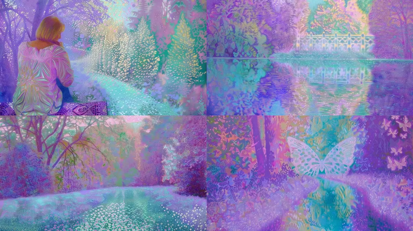 Ethereal Lavender Dreamscape: A Synthesis of Impressionist Textures and Lighting - Midjourney sref style