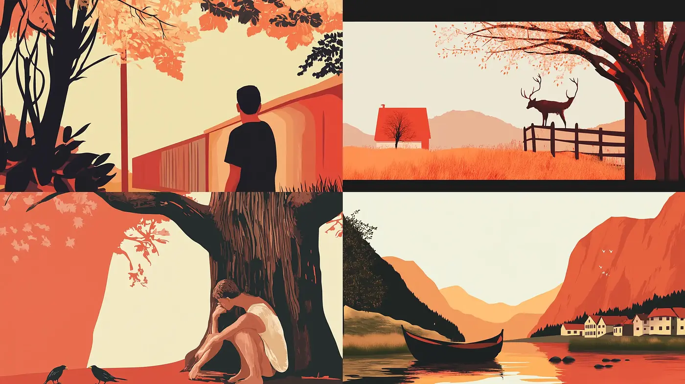 Pastoral Symphony of Warm Hues and Contemplative Vistas - Midjourney sref style