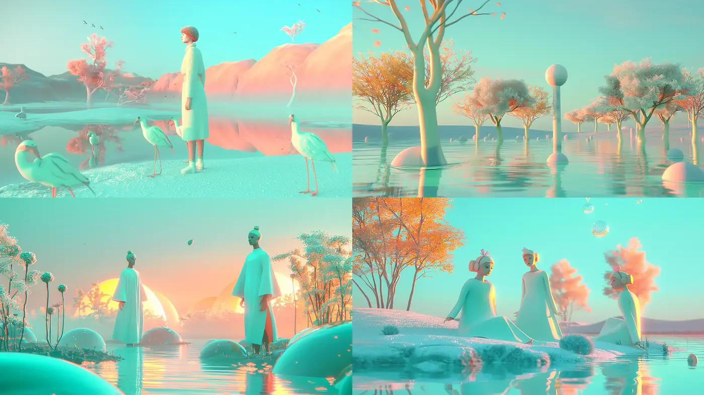 Dreamscape Pastel Vistas: A Serene Synthesis of Surrealism and Modern Digital Artistry - Midjourney sref style