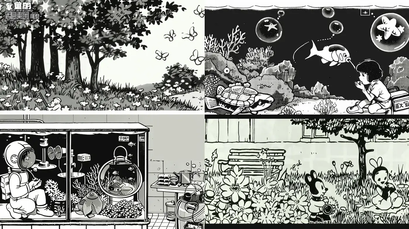 Whimsical Black and White Illustrations with a Childlike Charm - Midjourney sref style