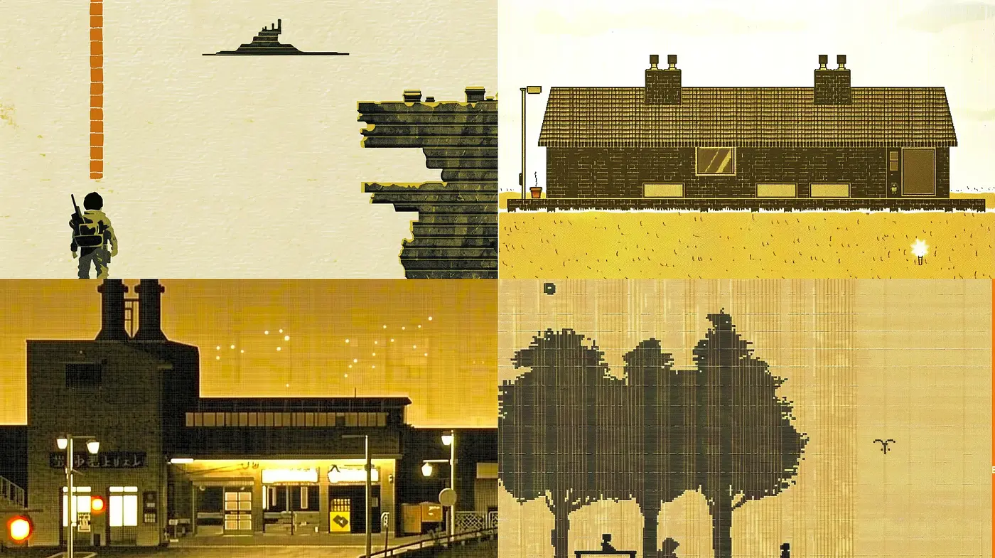 Sepiatone Dreams: A Nostalgic Blend of Pixel Art and Analog Textures - Midjourney sref style