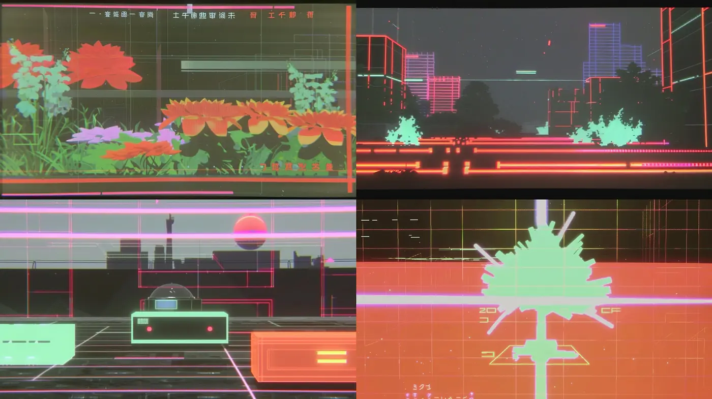 Synthetic Retro-Futurism: A Digital Tapestry of Neon Nocturnes - Midjourney sref style