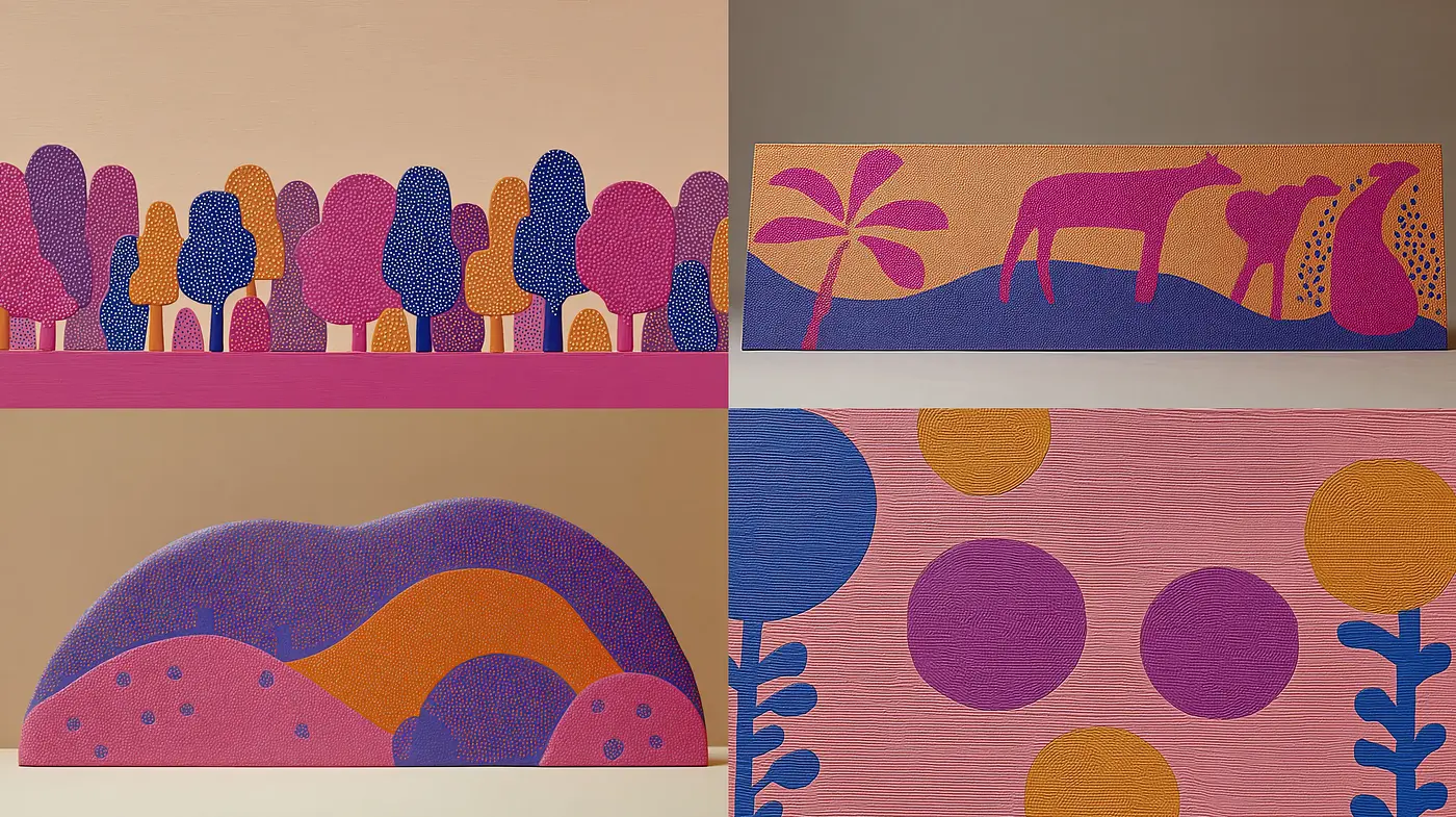 Vibrant Shapes in a Playful, Abstract World - Midjourney sref style
