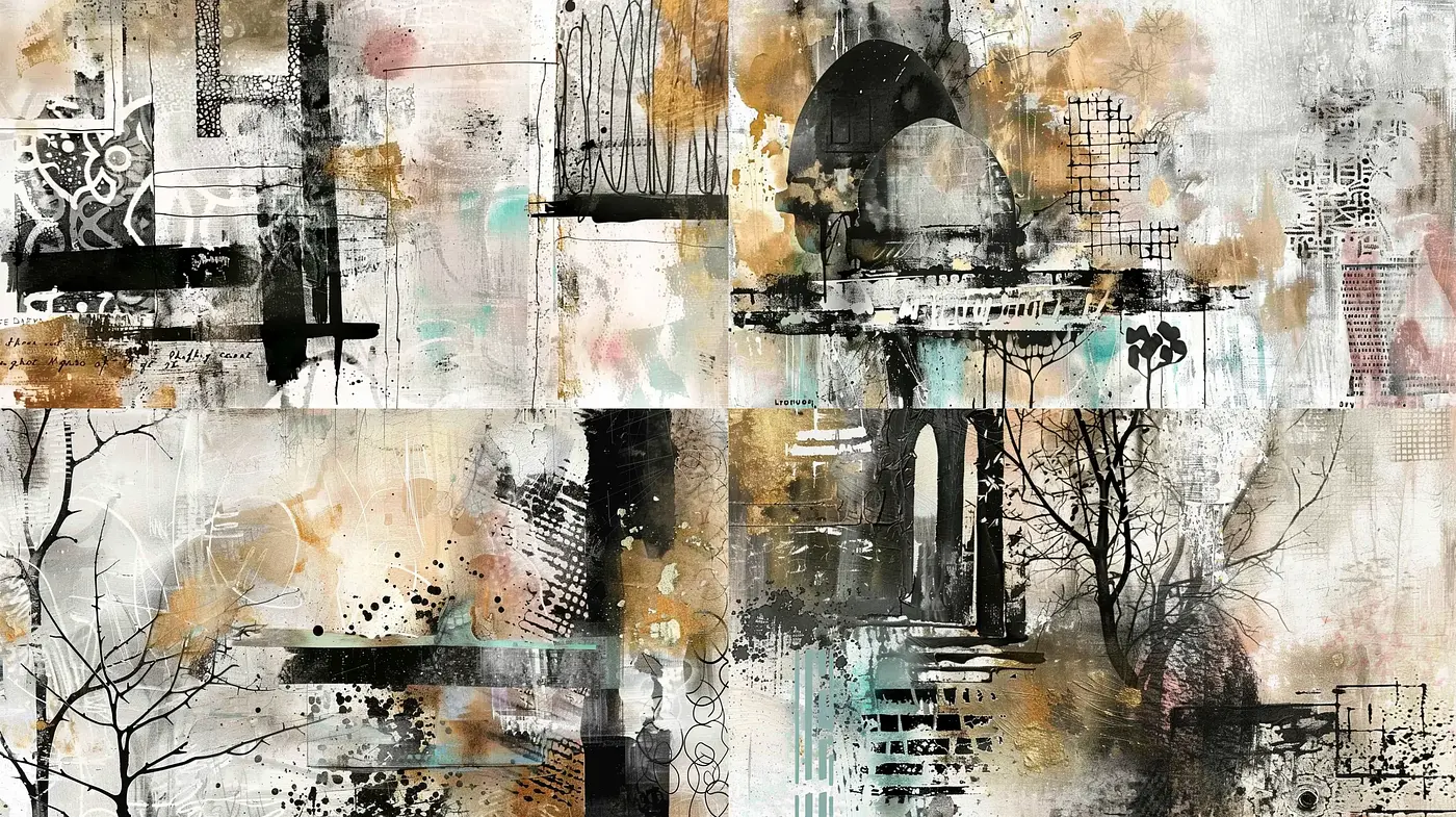Abstract Fusion of Monochromatic and Earthen Tones - Midjourney sref style
