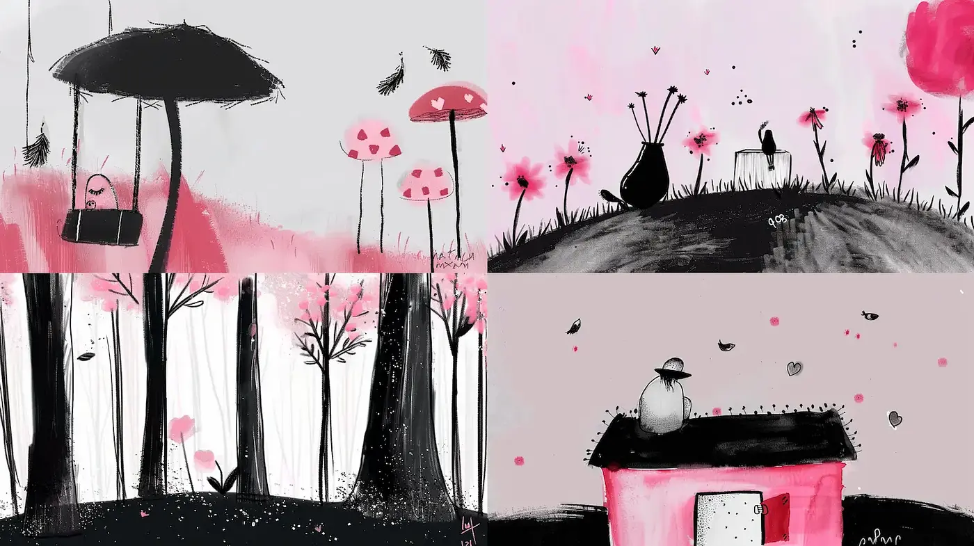 Whimsical and Playful Contemporary Minimalism with a Touch of Surrealism - Midjourney sref style