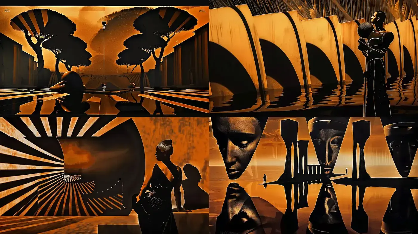 Surreal and Atmospheric Exploration of Form and Shadow - Midjourney sref style