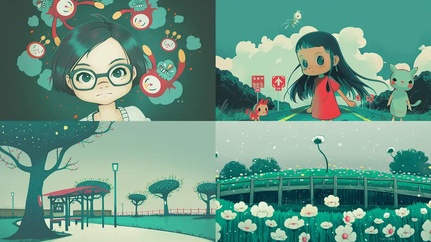 Whimsical and Ethereal Illustrations with Dreamlike Qualities - Midjourney sref style