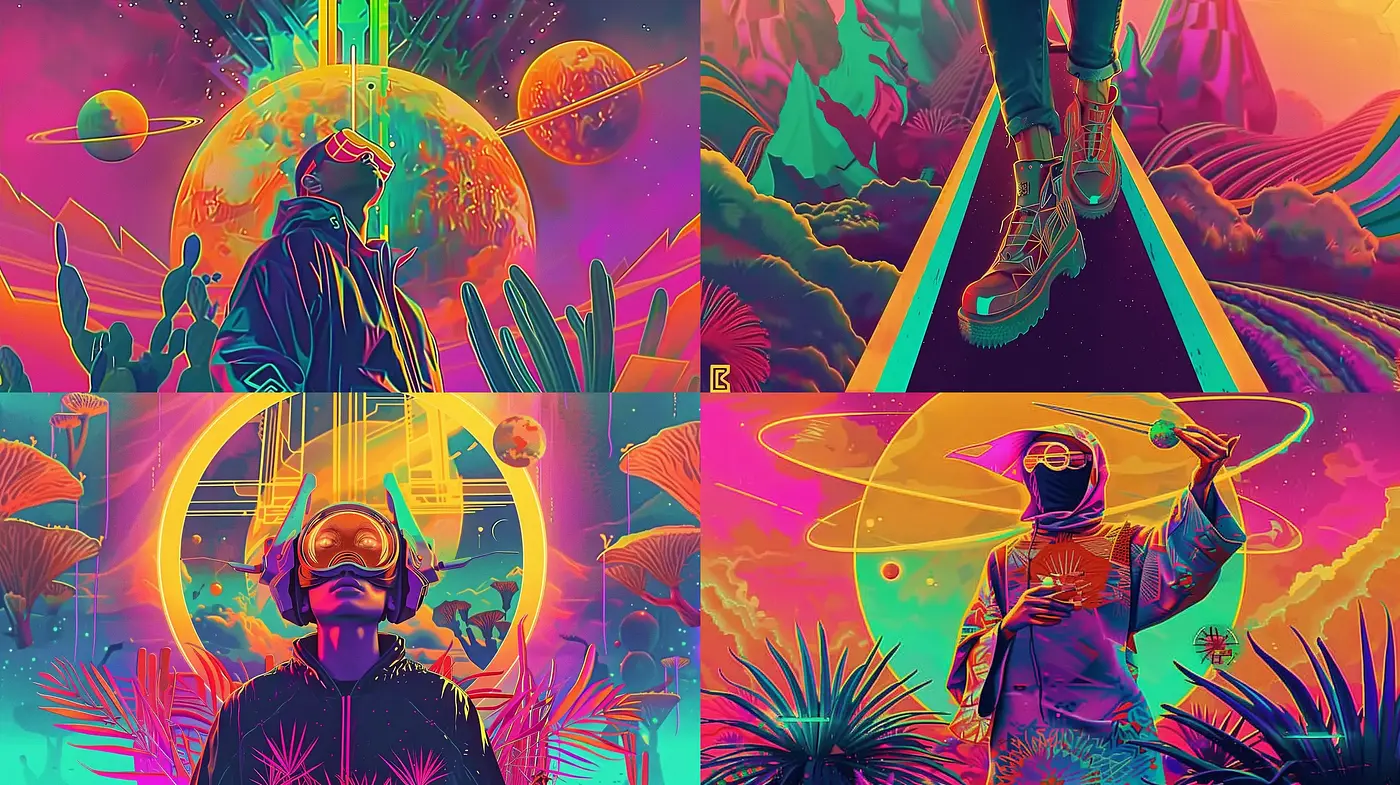 Futuristic Synthwave Dreamscape - Midjourney sref style