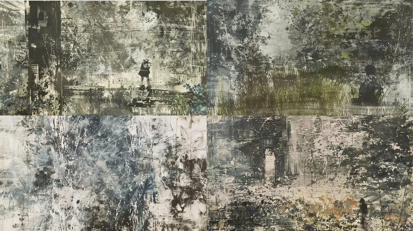Abstract Textural Symphony in Monochromatic Harmony - Midjourney sref style