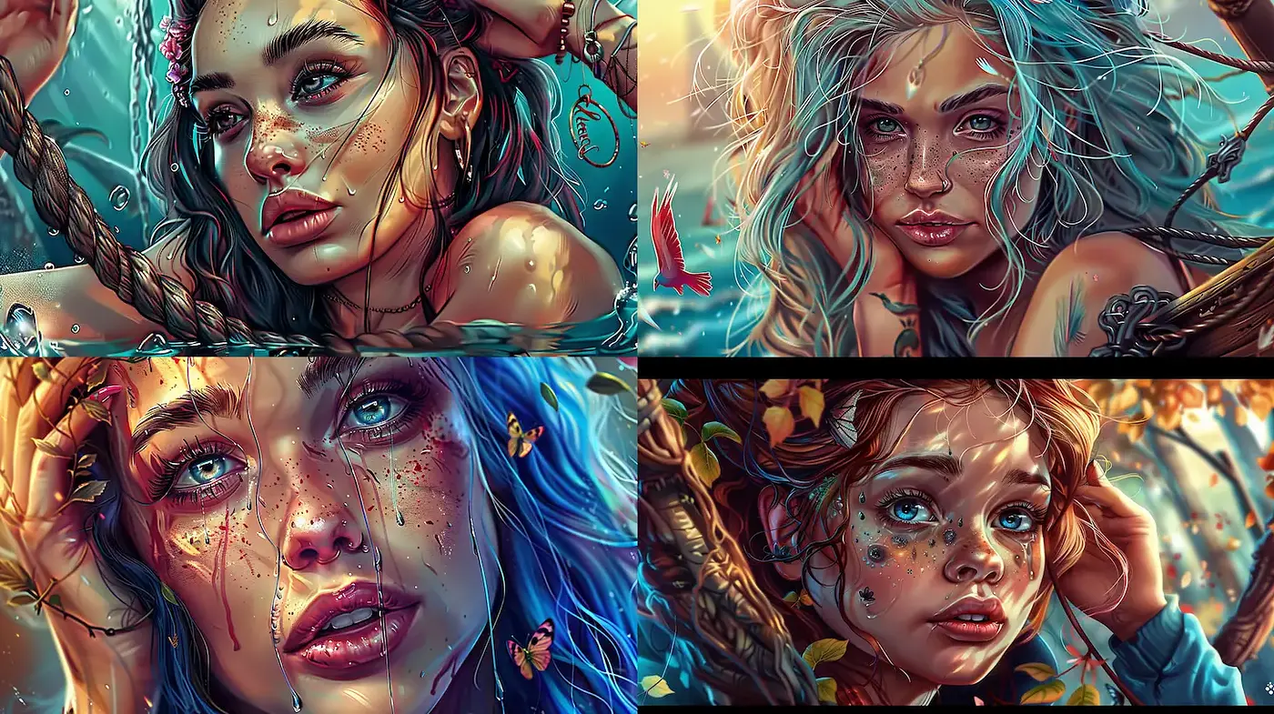 Ethereal Portraits with Rich Textures and Nature Themes - Midjourney sref style