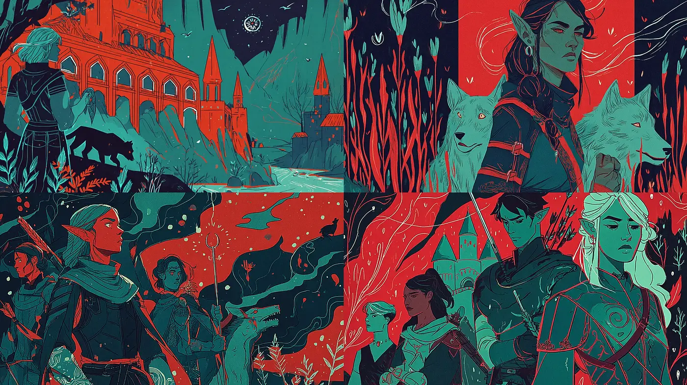 Enchanting and dynamic fantasy illustration style with strong character focus - Midjourney sref style
