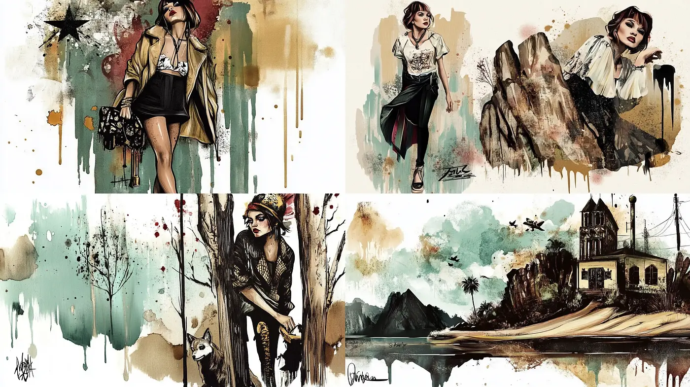 Watercolor Whimsy: A Brush with Elegance and Melancholy - Midjourney sref style