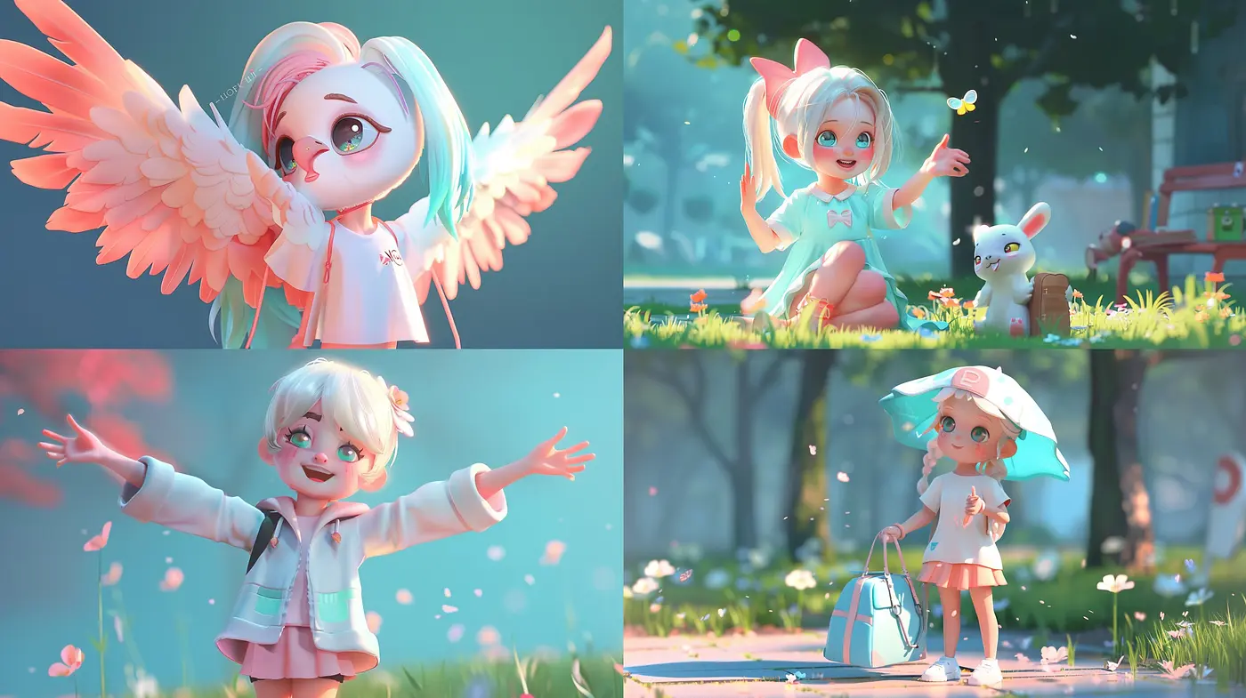 Charming Pastel Dreamscape: A Whimsical Blend of Soft Tones and Playful Imagery - Midjourney sref style