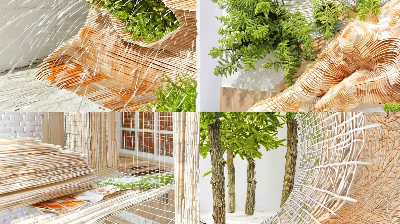 Interwoven Luminosity: A Study in Textural Harmony and Organic Light - Midjourney sref style