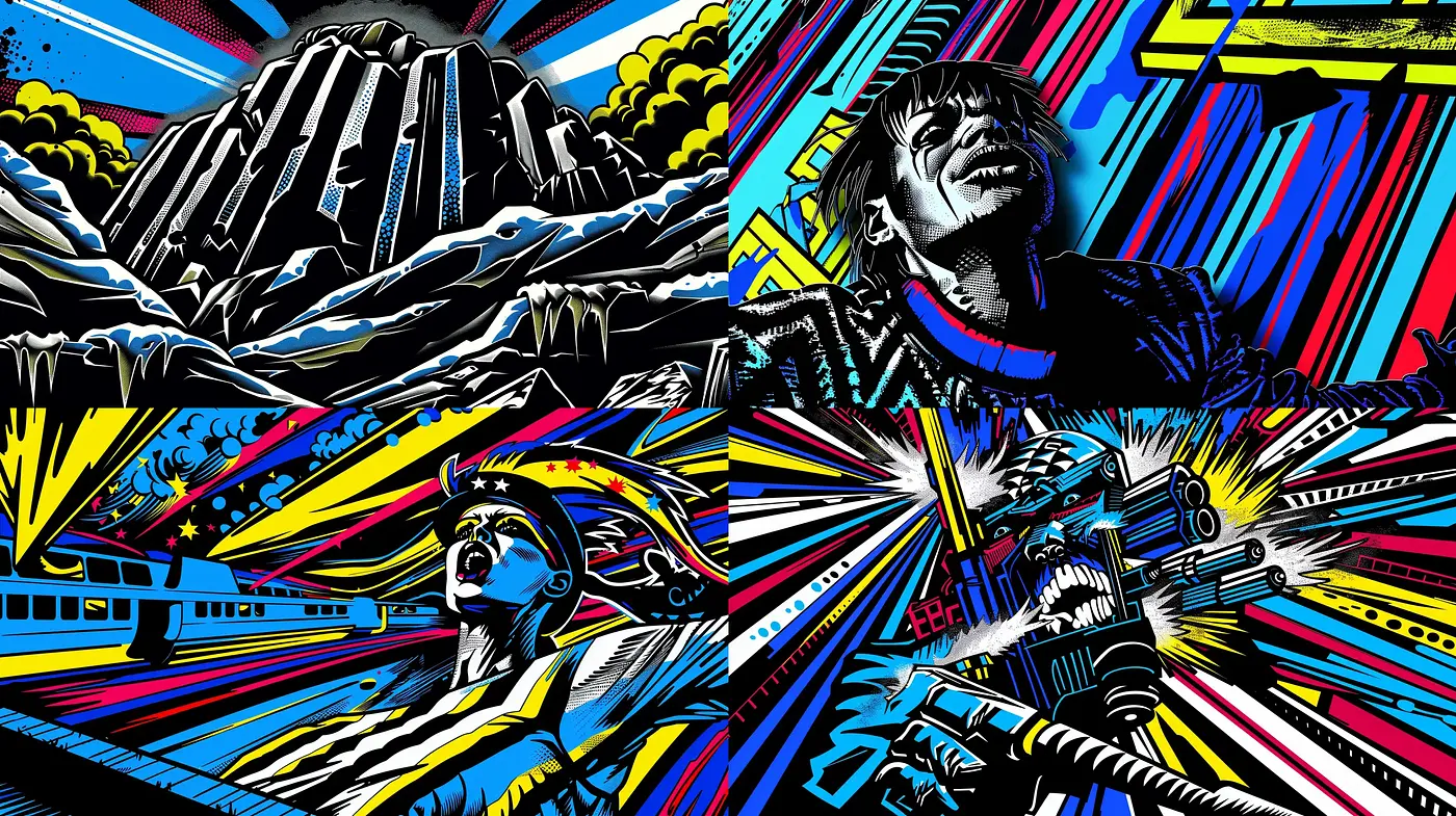 Dynamic Retro Comic Expressionism with Energetic Pop - Midjourney sref style