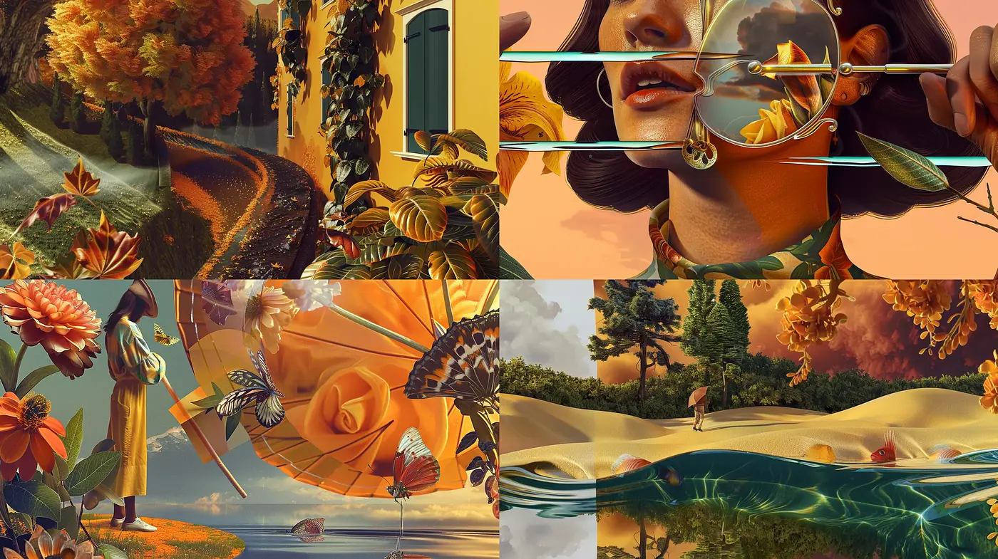 Autumnal Dreamscape: A Fusion of Surrealism and Digital Impressionism - Midjourney sref style
