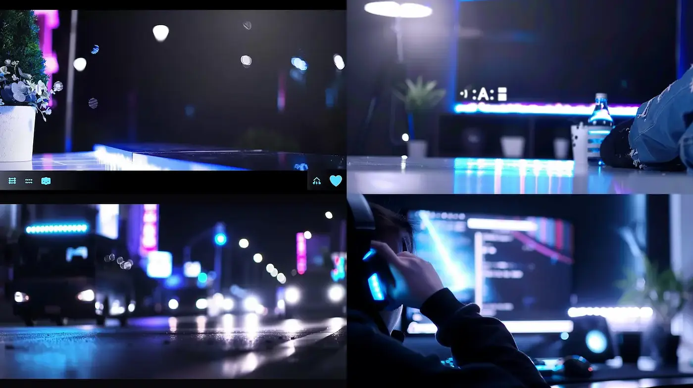 Futuristic Urban Nightscape with Neon Influences - Midjourney sref style