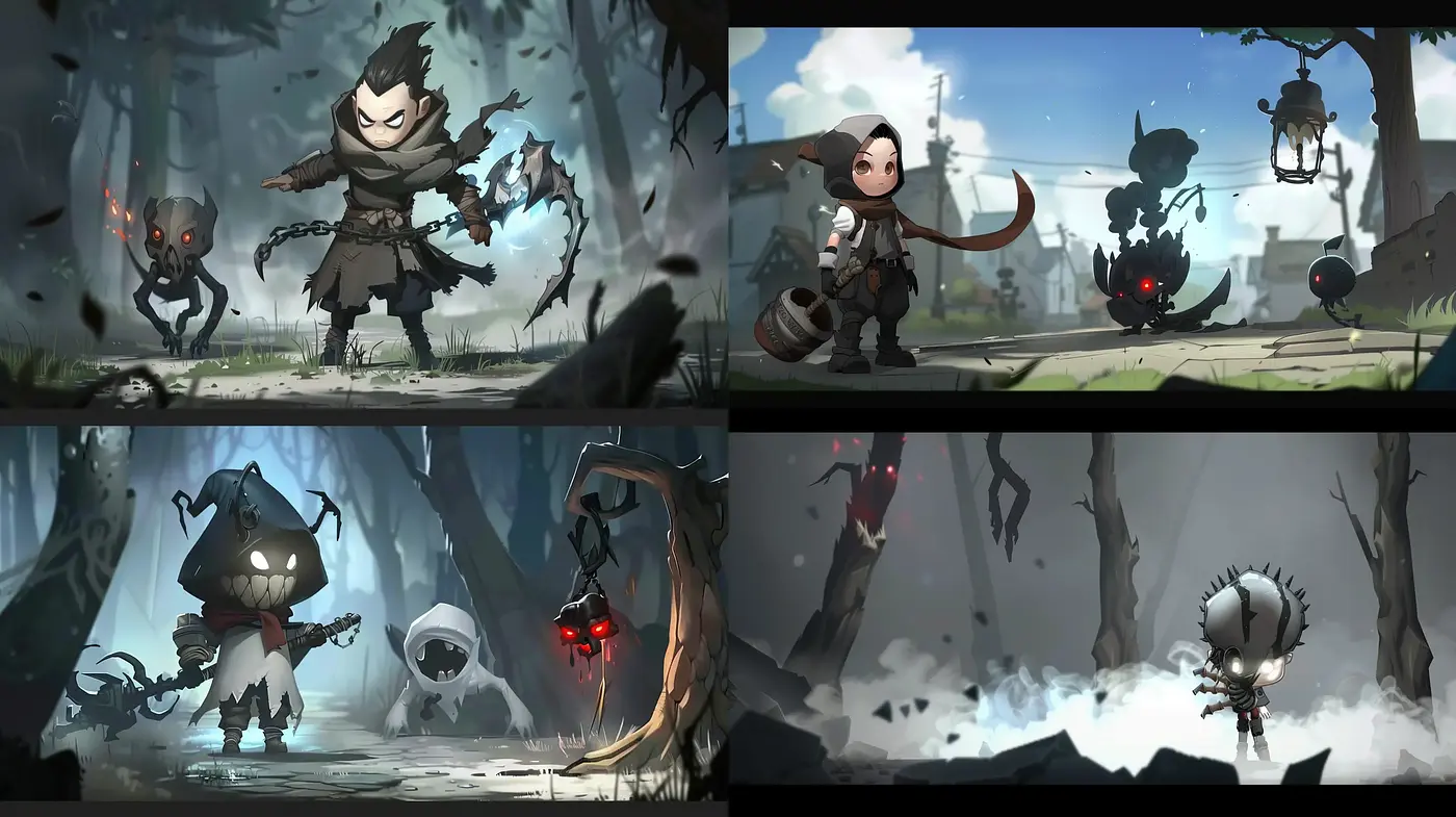 Grim Fantasy in Stylized Animation: A Study in Monstrous Characters and Desolate Environments - Midjourney sref style