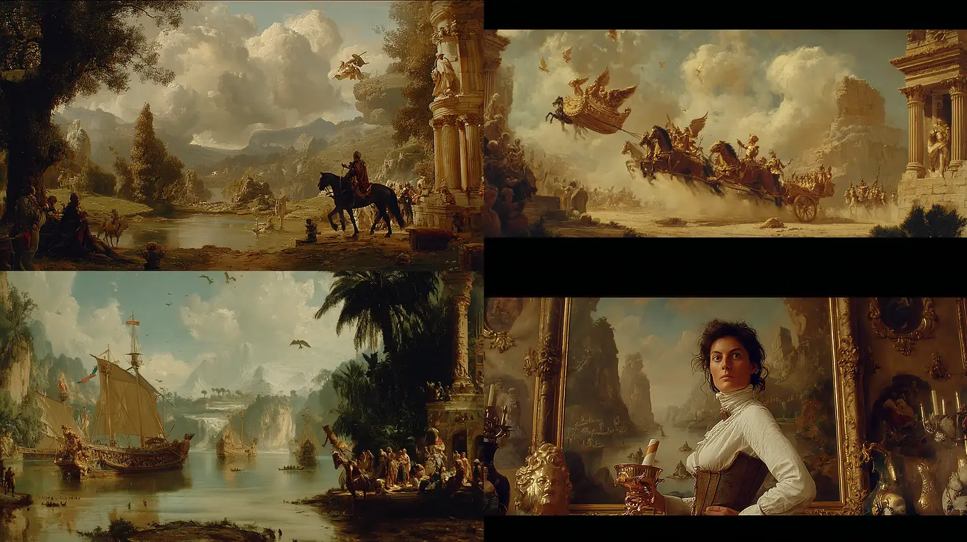 Grandiose and Dramatic Romantic Realism with Baroque Influences - Midjourney sref style