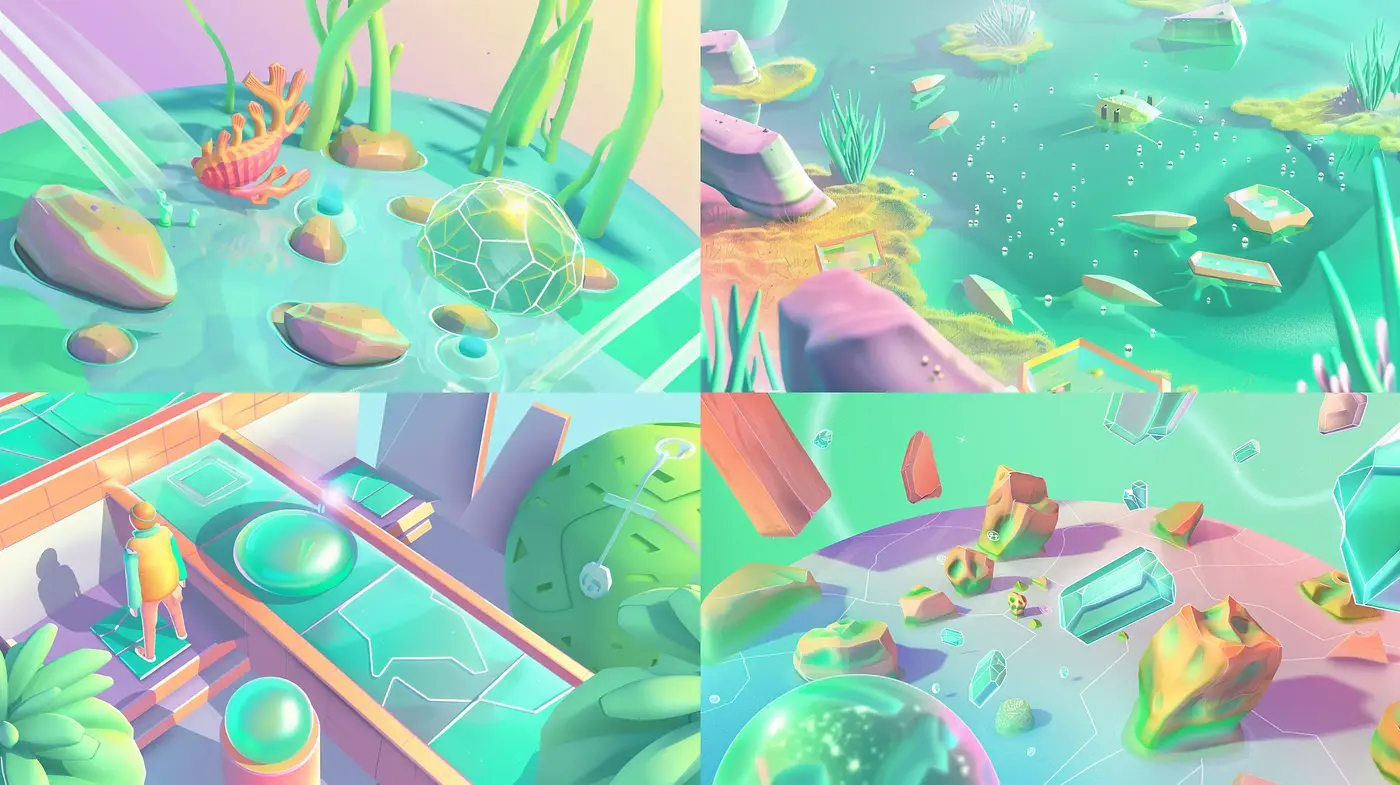 Ethereal Aquatic Dreamscape with Surreal Pastel Tones - Midjourney sref style