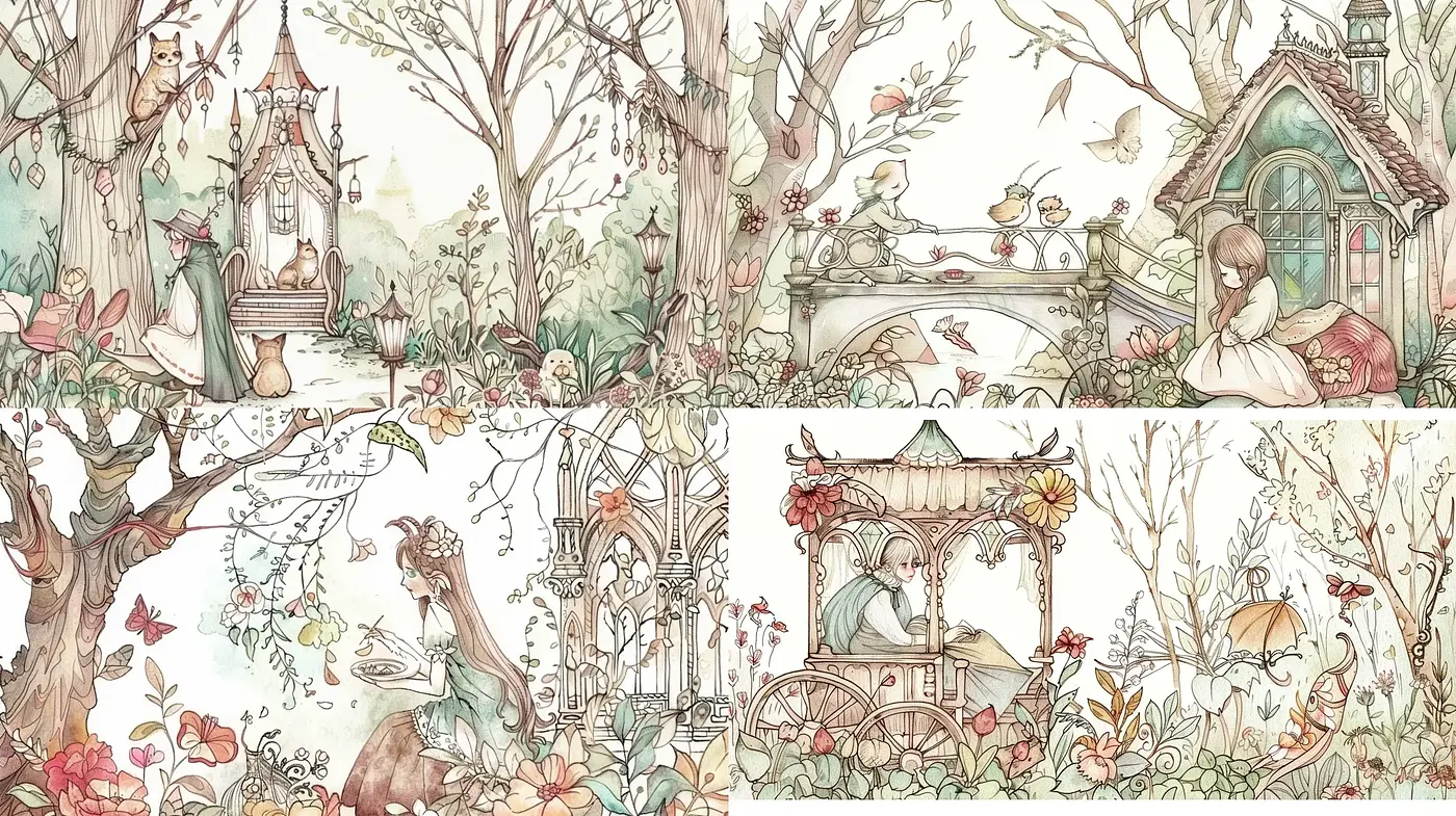 Whimsical Nature-Inspired Tapestry - Midjourney sref style