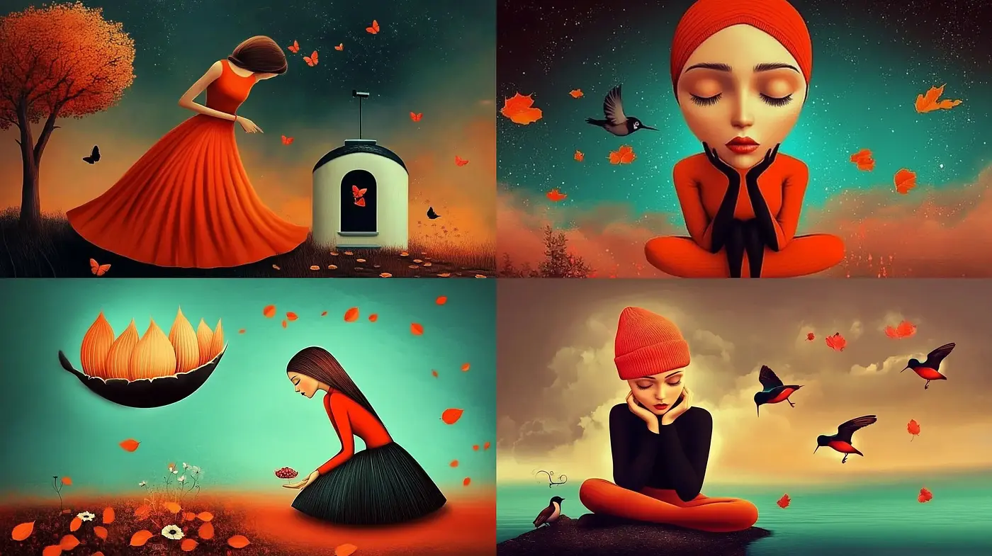 Autumnal Serenity in Surreal Storybook Illustrations - Midjourney sref style
