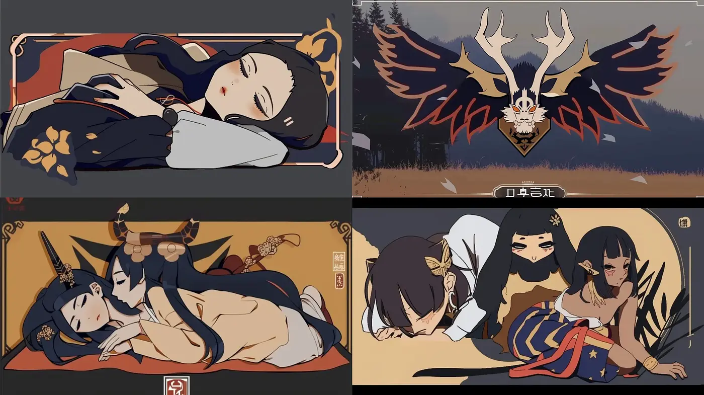 Elegant Anime Illustration with Muted Earth Tones and Stylized Line Art - Midjourney sref style