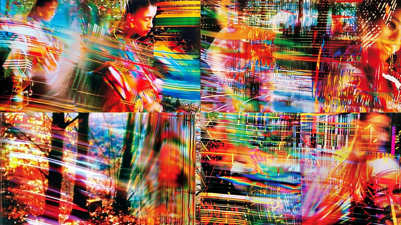 Vibrant Kinetic Abstraction: A Fusion of Dynamic Movement and Luminous Color - Midjourney sref style