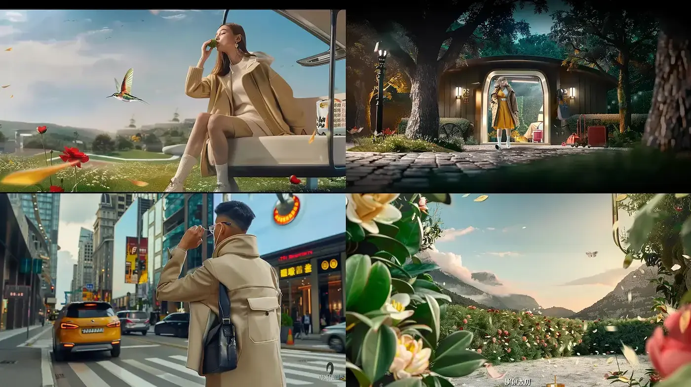 Cinematic and Vibrant Urban-Nature Fusion with a Touch of Elegance - Midjourney sref style