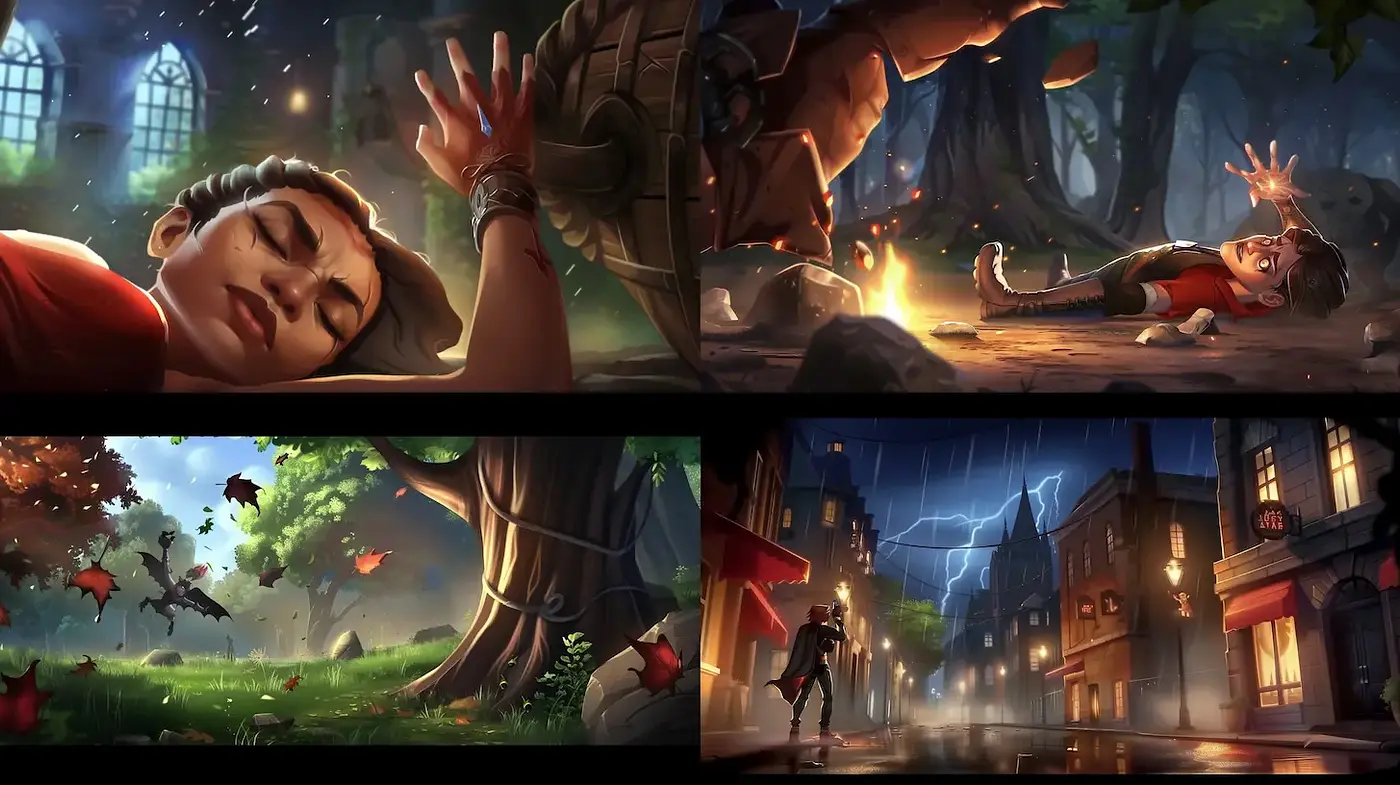 Dynamic and Enigmatic Fantasy Illustrations with Consistent Narrative Elements - Midjourney sref style