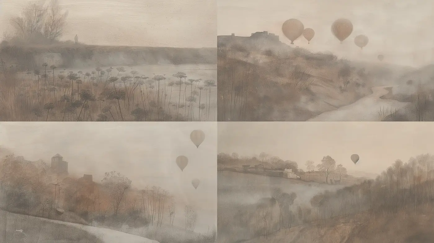 Ethereal Sepia-Toned Dreamscape Renderings - Midjourney sref style