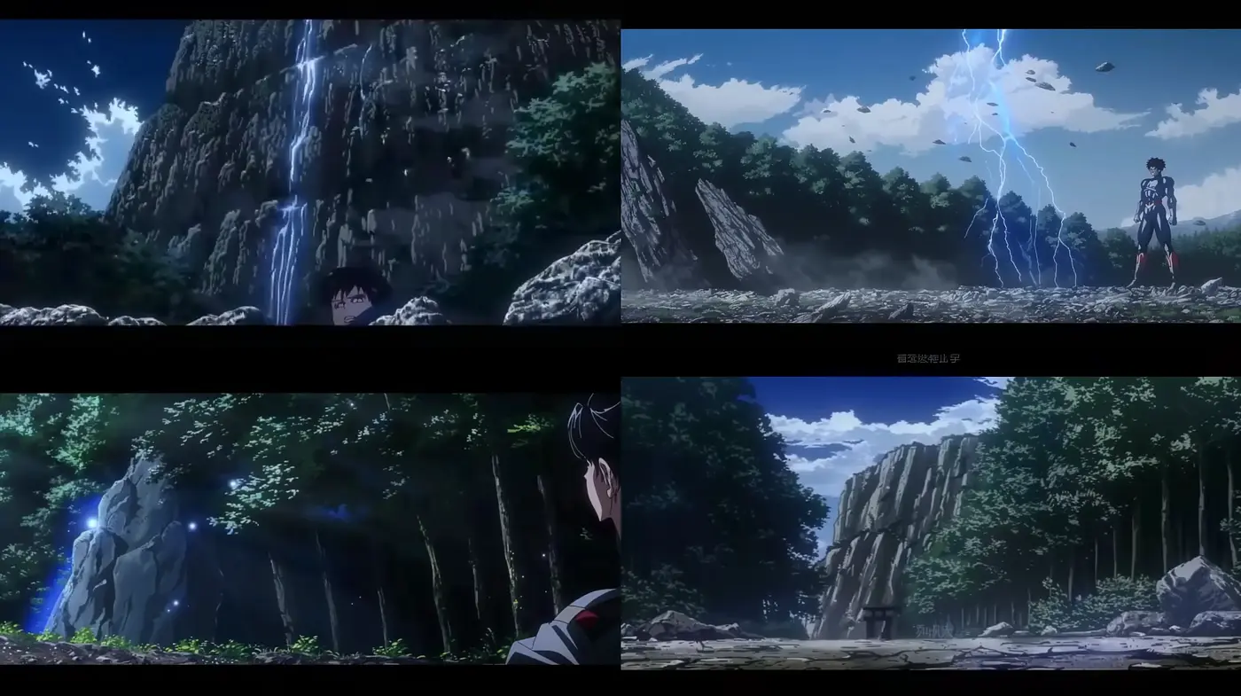 Ethereal Anime-Inspired Waterfall Scenes with Dynamic Lighting - Midjourney sref style