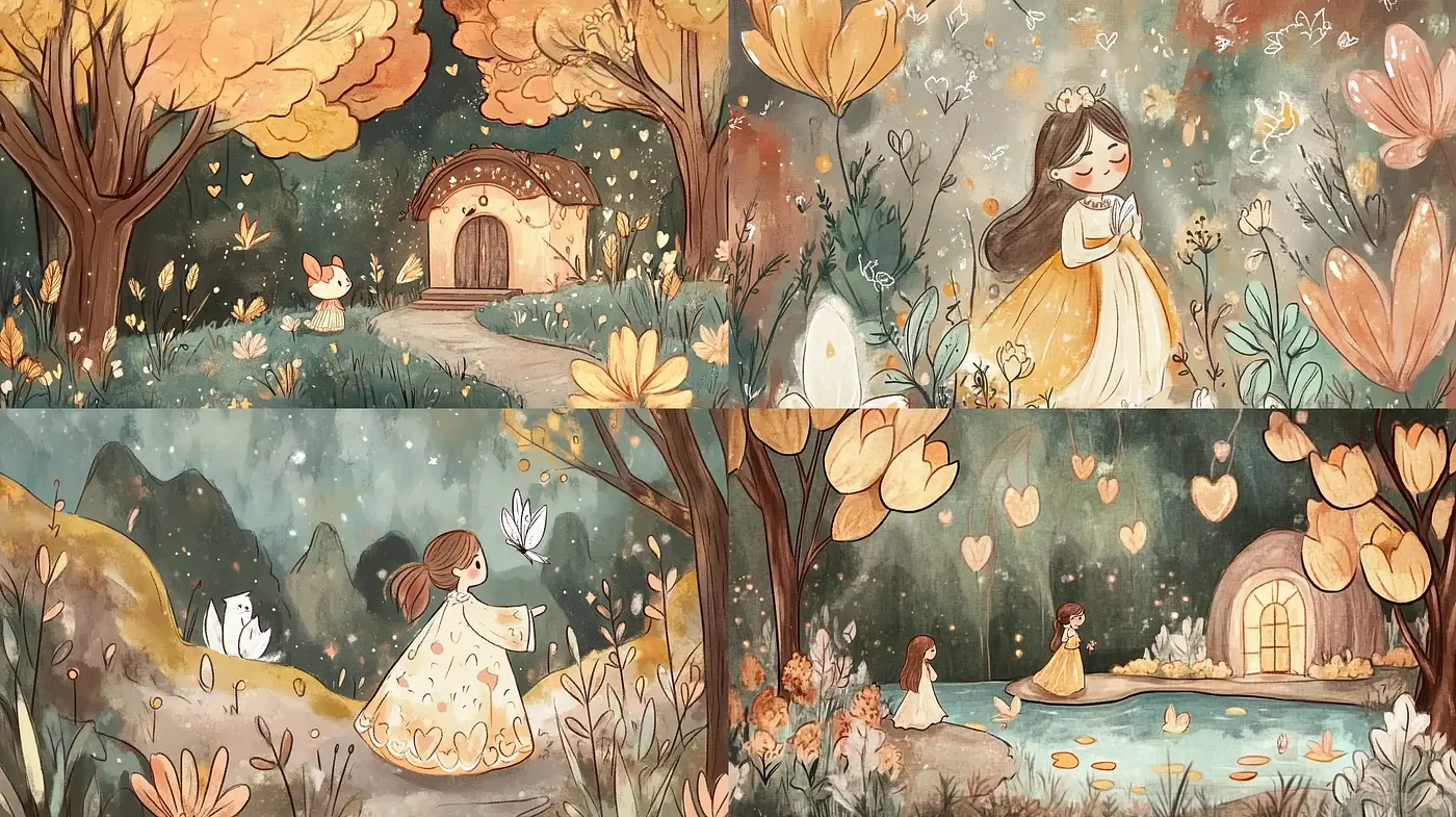 Enchanted Storybook Whimsy in Warm Autumnal Hues - Midjourney sref style