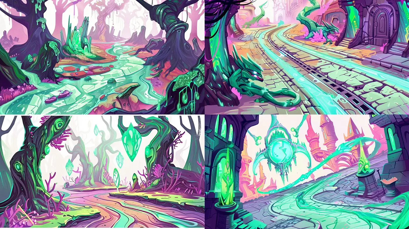 Whimsical Fantasia: A Vivid Dreamscape of Enchanted Wilderness - Midjourney sref style