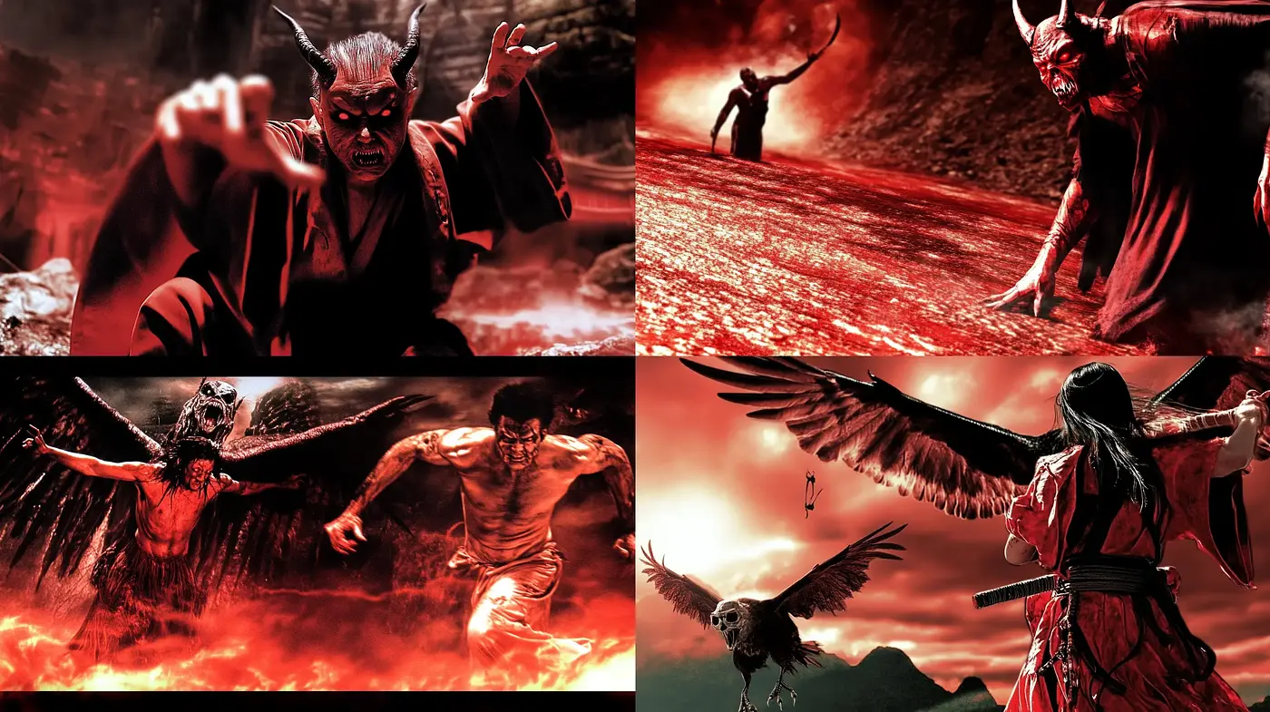 Crimson Inferno Dreamscape: Homogeneous Eerie Essence - Midjourney sref style