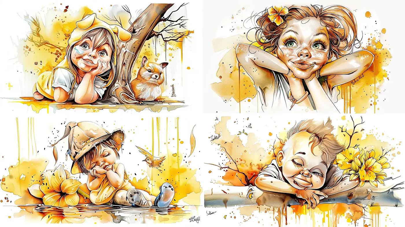 Sun-Kissed Whimsy: Consistent Warm Tones in Whimsical Portraiture - Midjourney sref style