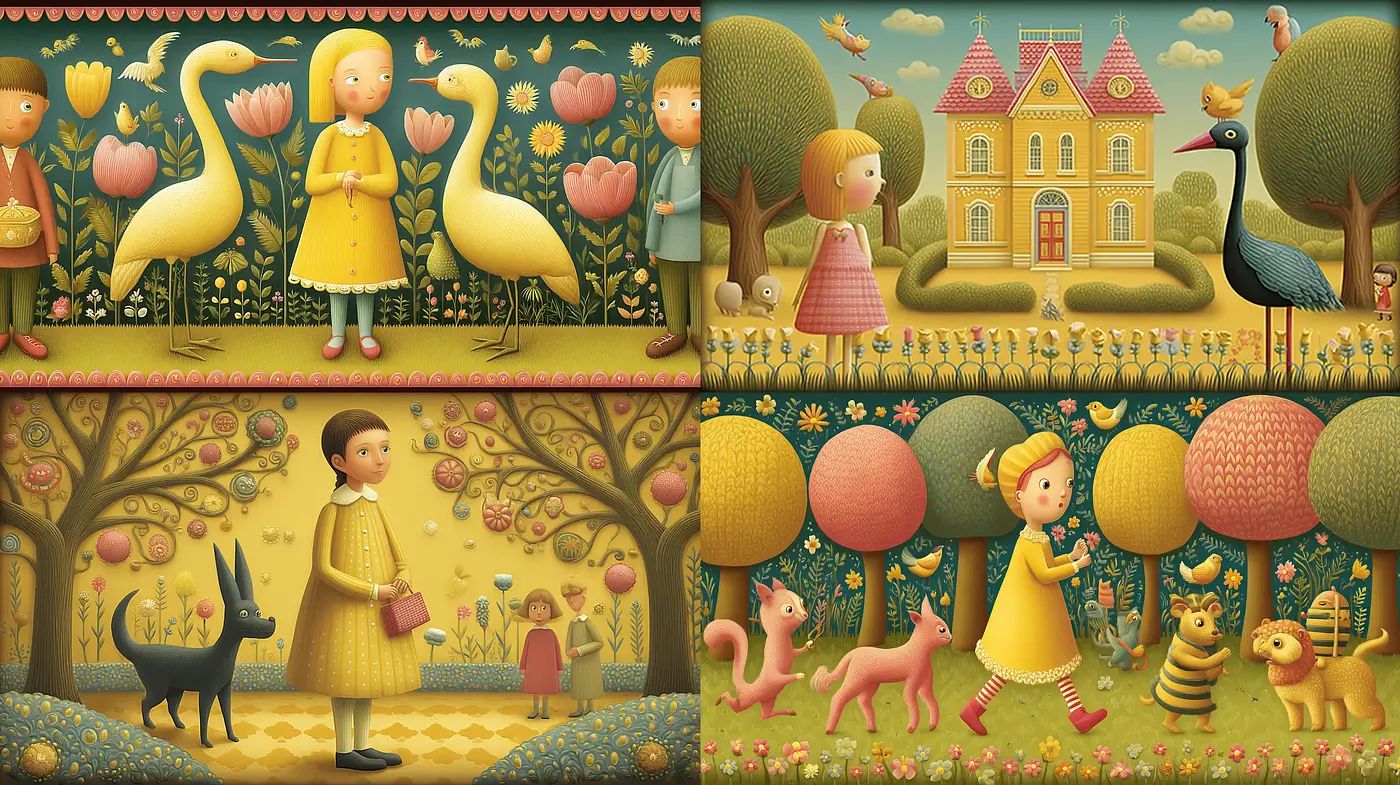 Whimsical and Playful Illustrations with a Nostalgic Touch - Midjourney sref style