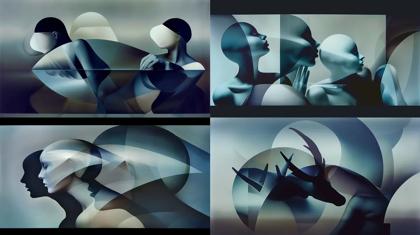 Ethereal Silhouettes in a Monochromatic Dreamscape - Midjourney sref style