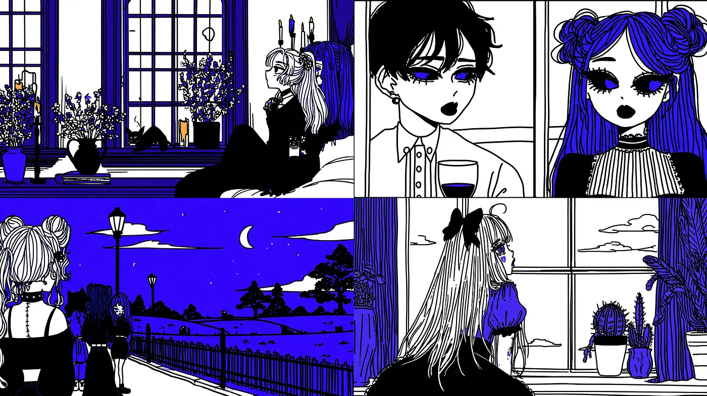 Stylized Vignetted Illustrations with a Contemporary Gothic Twist - Midjourney sref style