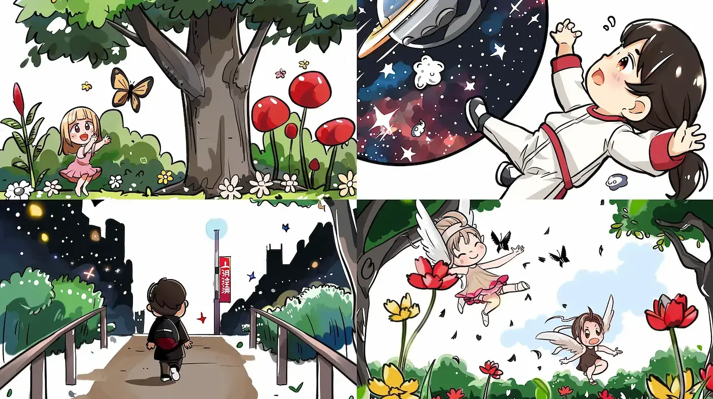 Whimsical Storybook Illustrations with a Modern Anime Influence - Midjourney sref style