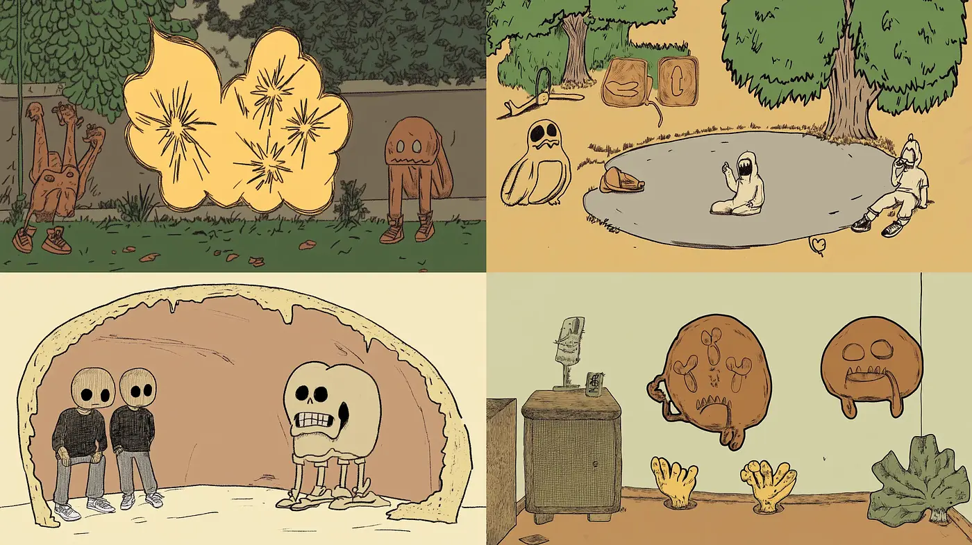 Whimsical Storybook Illustrations with a Muted Earthy Palette - Midjourney sref style