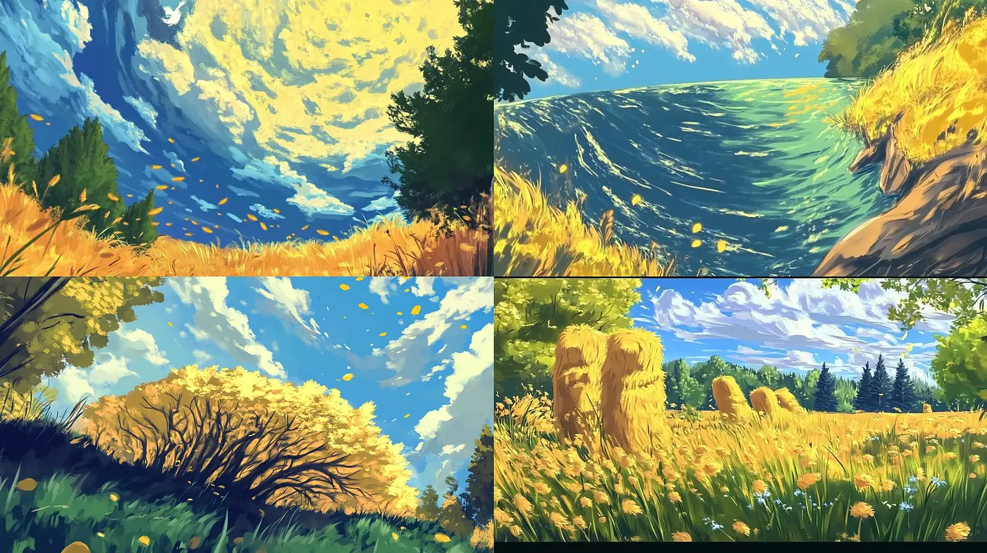 Harmony with Nature: A Vivid Pastoral Dreamscape - Midjourney sref style