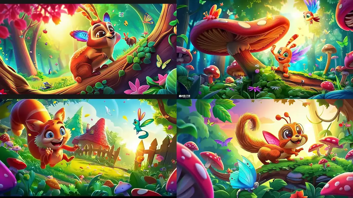 Whimsical and Vibrant Fantasy Illustration Style with a Playful Atmosphere - Midjourney sref style