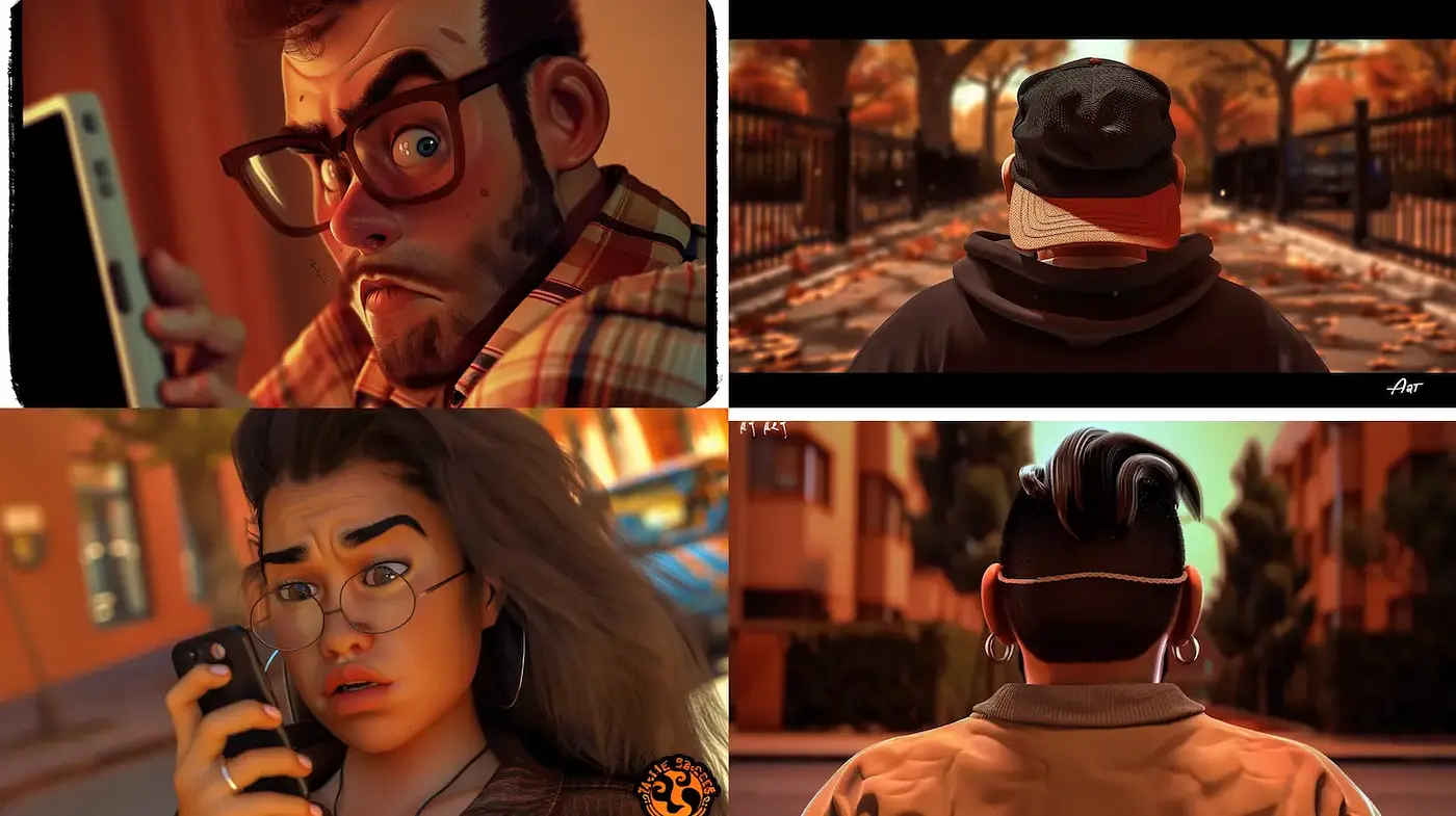 Cinematic and stylized urban portraits with vibrant textures - Midjourney sref style